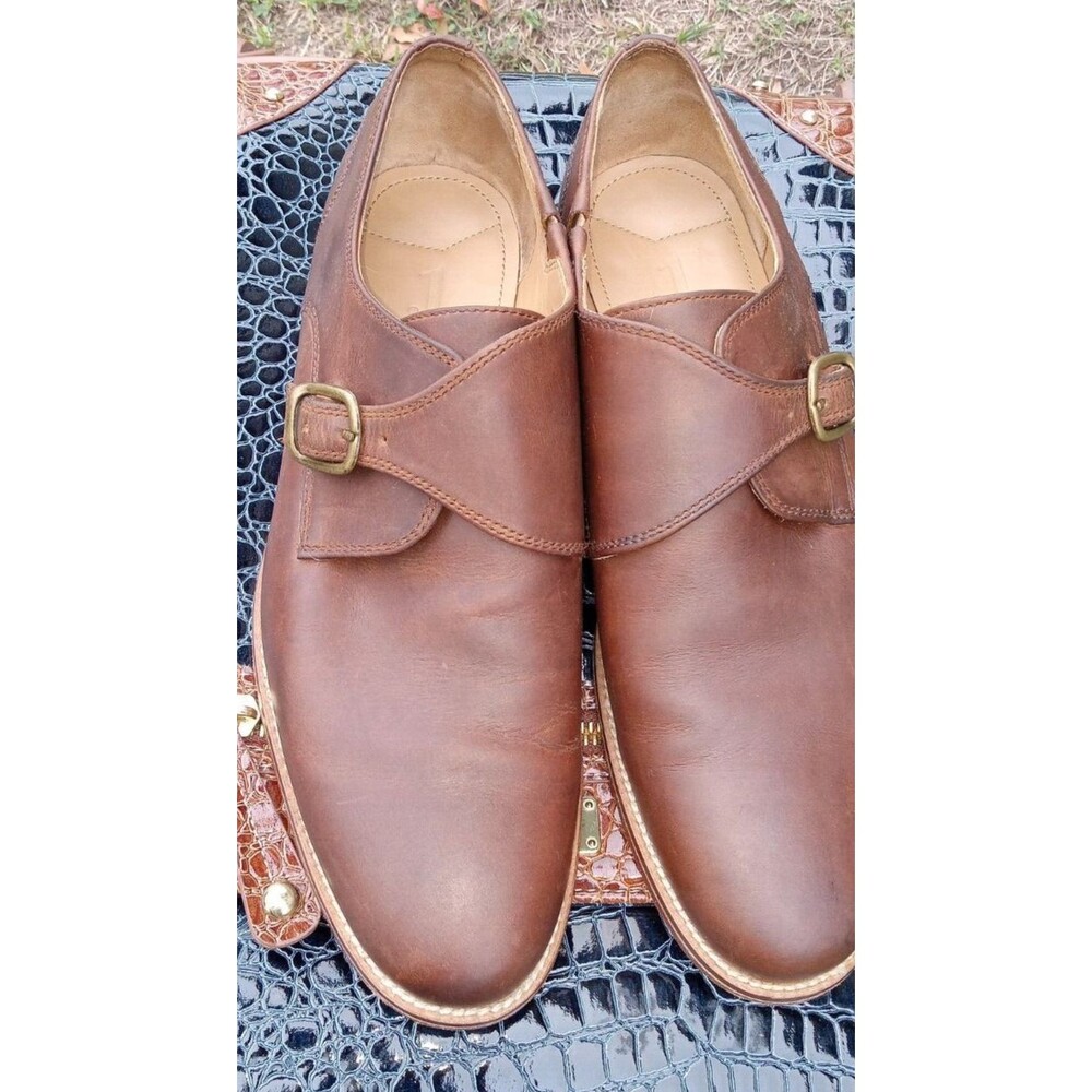 J.Shoes Mens Templar E7303 Real Leather Oxford Like Strap Brown Shoes US 11.5